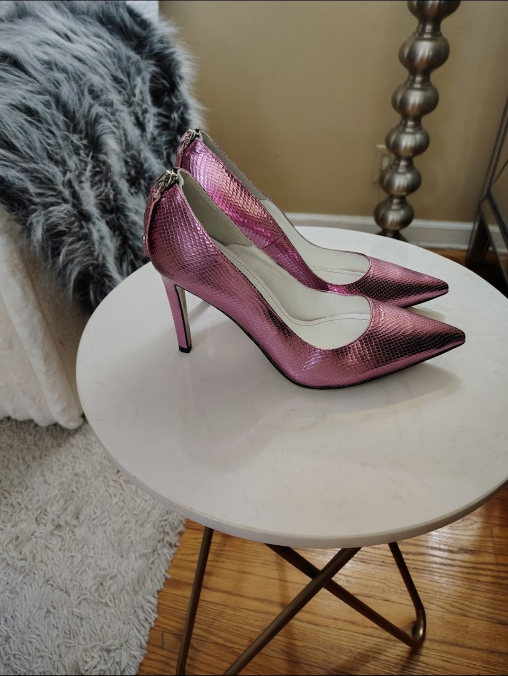 🆕⭐ Beautiisoles Pink Metallic High Heel Pumps - - Picture 8 of 14